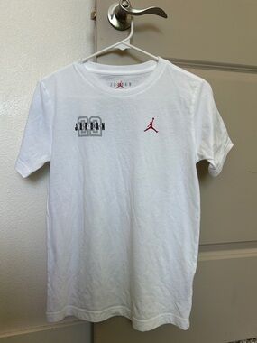 Jordan White Short-Sleeve Crew with Red Jumpman and Gray '23'